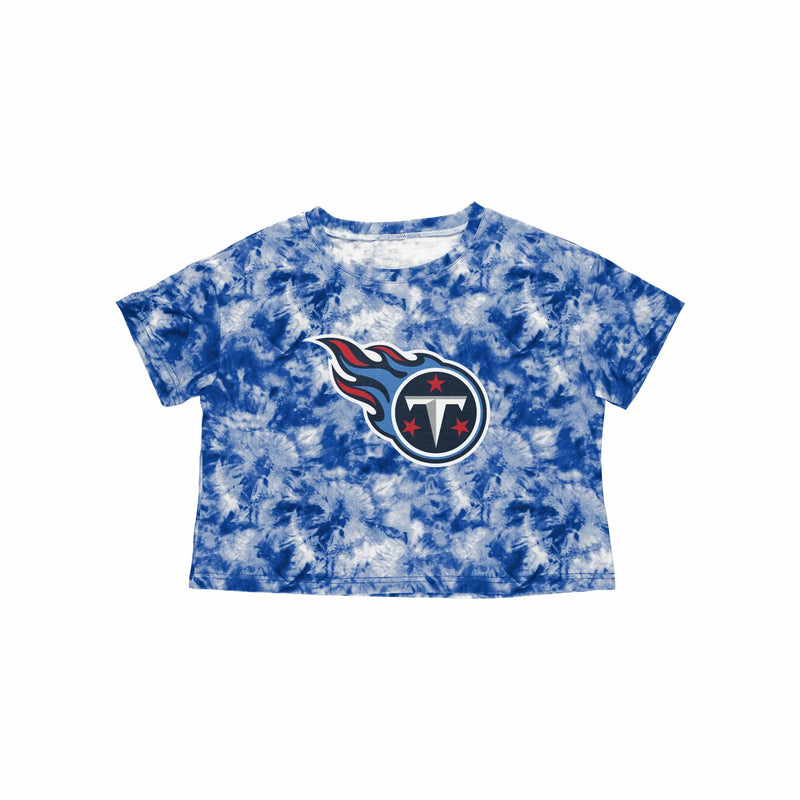 NFL Tennessee Titans Junior Short Sleeve Tie-Dye Fashion Crop T-Shirt - L