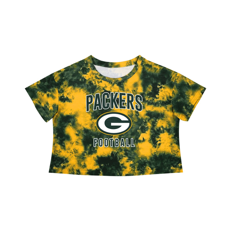 Green Bay Packers FOCO Dip-Dye Crop Pullover Hoodie & Shorts Set