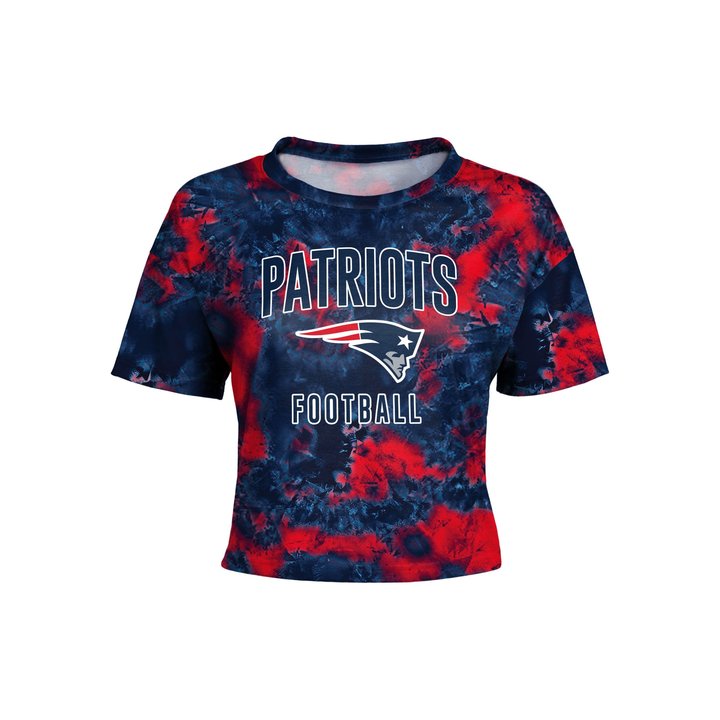 Nfl New England Patriots Girls' Gray Tie-dye Crop Hooded