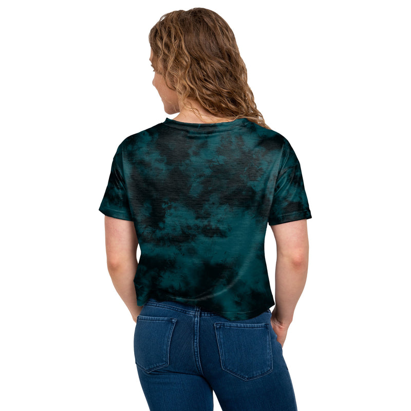 Women's '47 Black Philadelphia Eagles Cambridge Vintage Tubular Tie-Dye  Crop Top