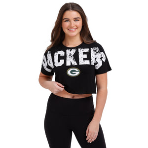 Green Bay Packers Girls Youth Green Glitter Wordmark Pullover Hoodie