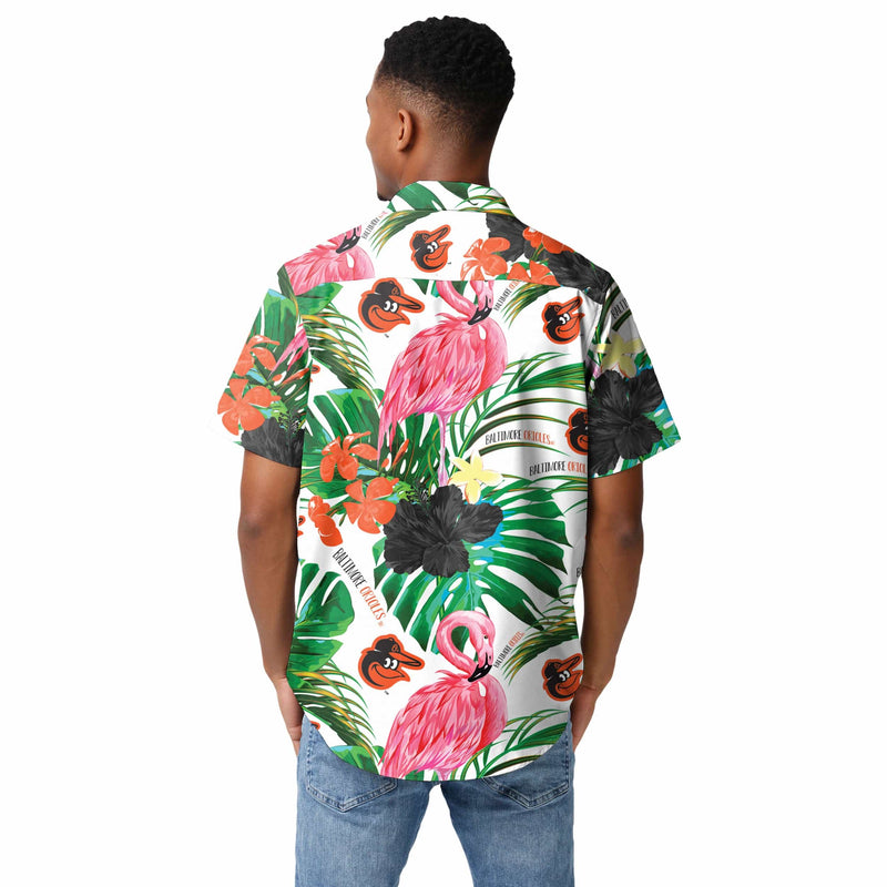 FOCO Baltimore Orioles Floral Button Up Shirt, Mens Size: XL