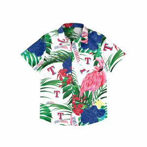 Texas Rangers MLB Mens Flamingo Button Up Shirt