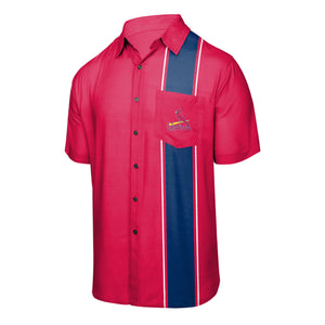 St Louis Cardinals MLB Mens Bowling Stripe Button Up Shirt