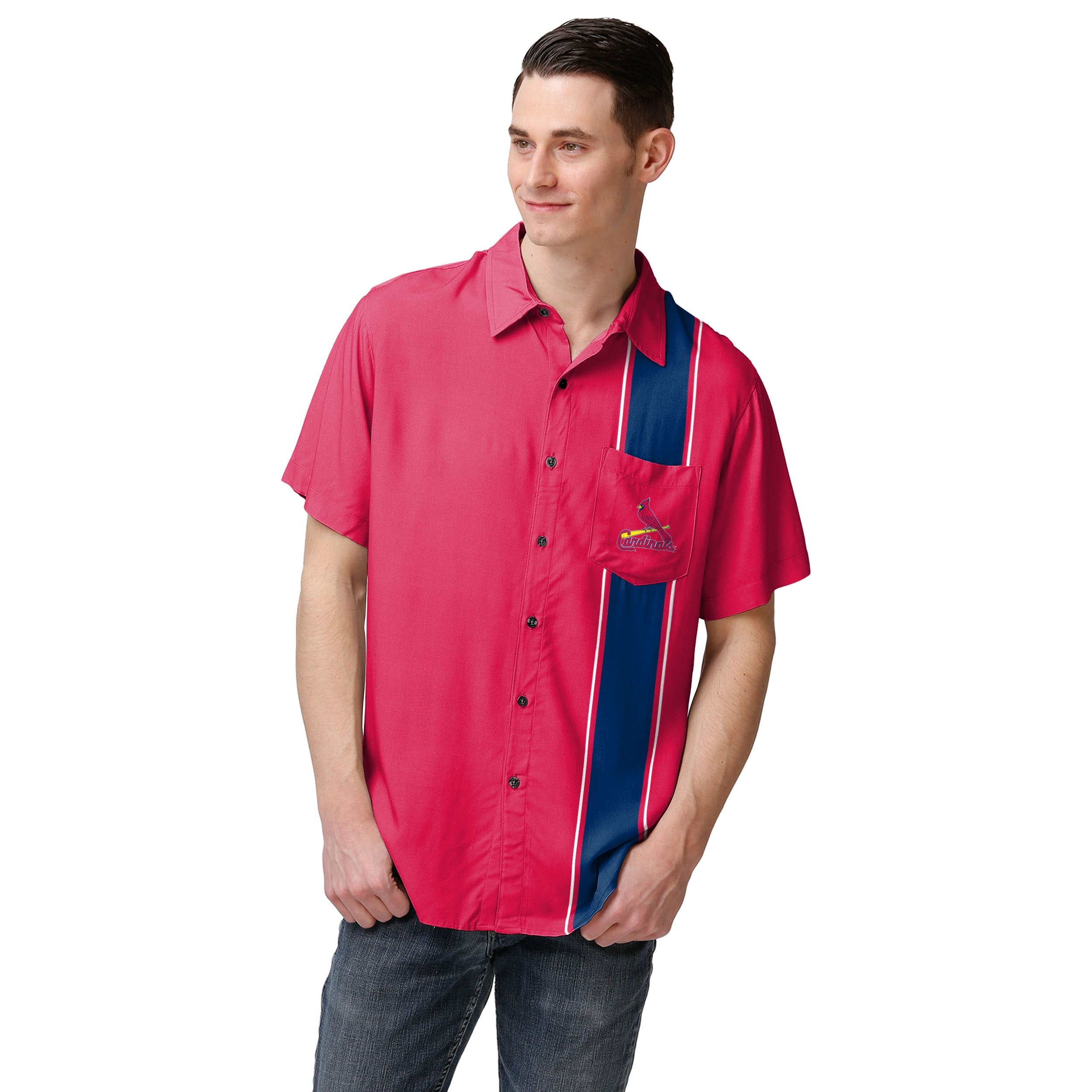 St. Louis Cardinals Big Logo Button-Up Shirt - Red