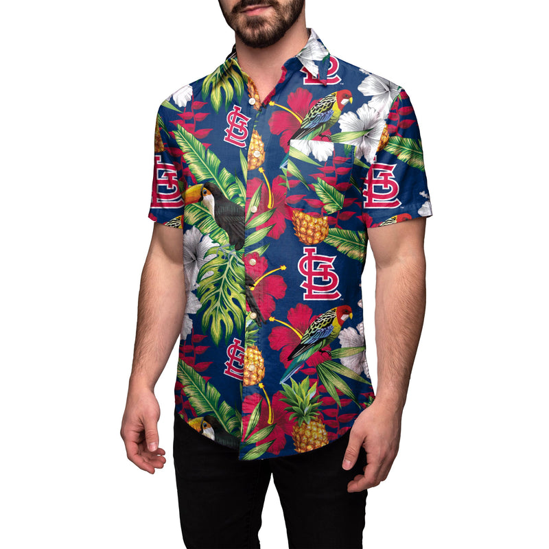 St Louis Cardinals Mlb Mens Bowling Stripe Button Up print for mens  hawaiian shirt - Freedomdesign
