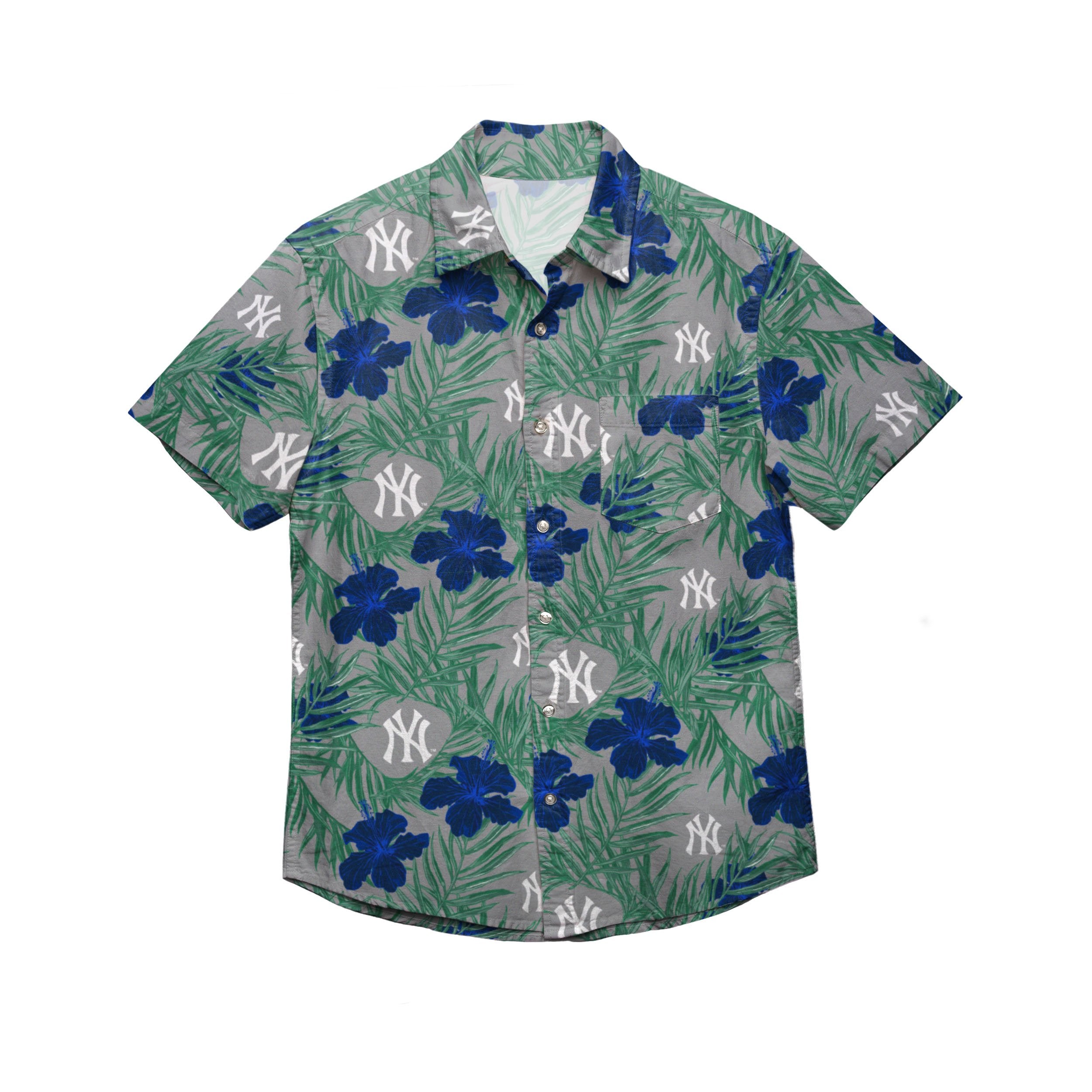 New York Yankees MLB Mens Floral Button Up Shirt