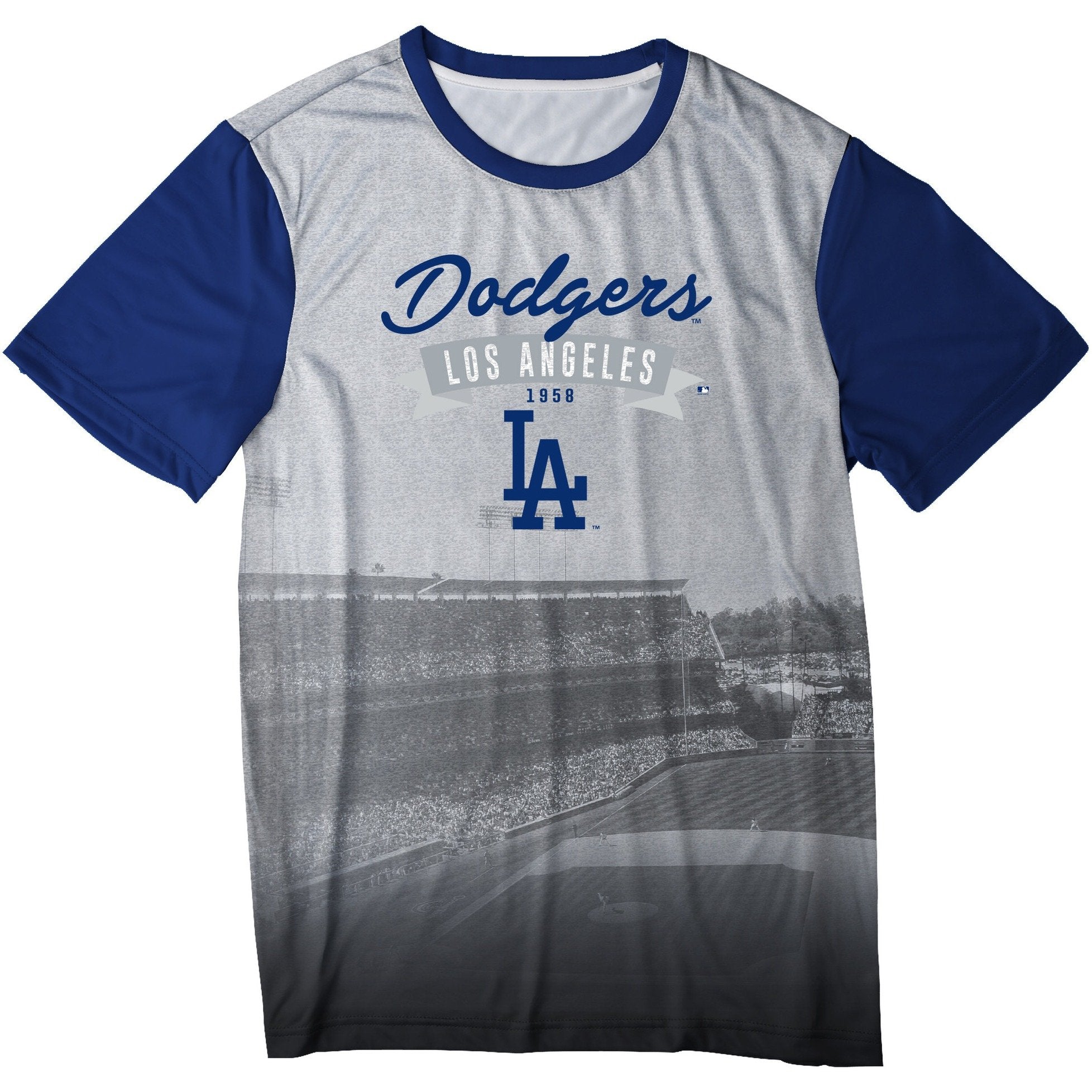 LA Dodgers Shirt Mens Medium Gray Short Sleeve Crew Neck Stadium