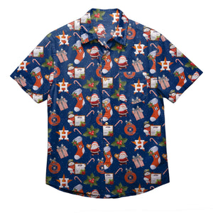 Houston Astros MLB Mens Christmas Explosion Button Up Shirt