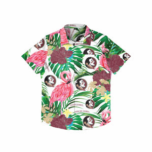Florida State Seminoles NCAA Mens Flamingo Button Up Shirt