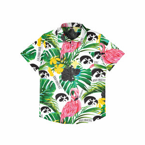 Iowa Hawkeyes NCAA Mens Flamingo Button Up Shirt