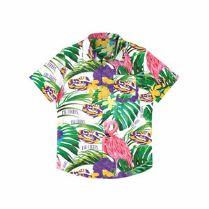 LSU Tigers NCAA Mens Flamingo Button Up Shirt