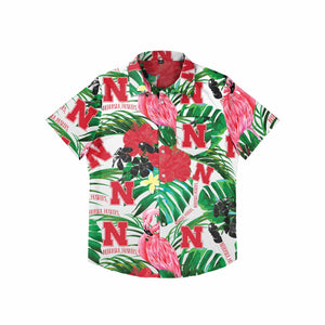 Nebraska Cornhuskers NCAA Mens Flamingo Button Up Shirt