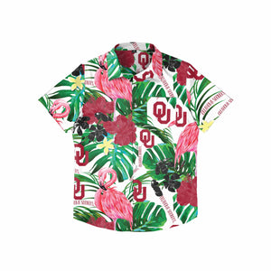 Oklahoma Sooners NCAA Mens Flamingo Button Up Shirt