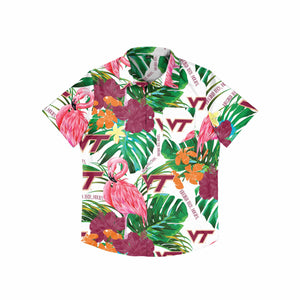 Virginia Tech Hokies NCAA Mens Flamingo Button Up Shirt