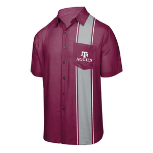 Texas A&M Aggies NCAA Mens Bowling Stripe Button Up Shirt