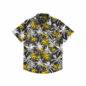 Iowa Hawkeyes NCAA Mens Black Floral Button Up Shirt