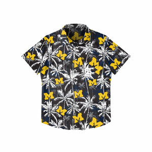 Michigan Wolverines NCAA Mens Black Floral Button Up Shirt