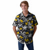 Michigan Wolverines NCAA Mens Black Floral Button Up Shirt