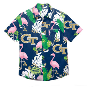 Georgia Tech Yellow Jackets NCAA Mens Floral Button Up Shirt