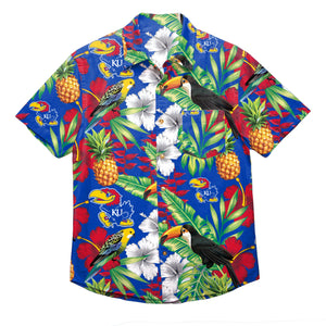 Kansas Jayhawks NCAA Mens Floral Button Up Shirt