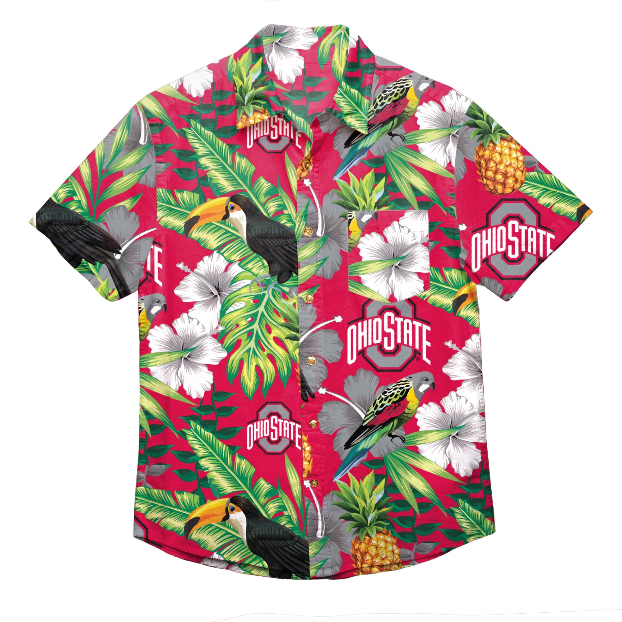 NCAA Ole Miss Floral Button-Up Shirt By Foco - Team Color, Viscose, XXL For Game Day Or Casual Wear