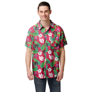 Utah Utes NCAA Mens Floral Button Up Shirt