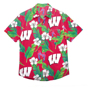 Wisconsin Badgers NCAA Mens Floral Button Up Shirt