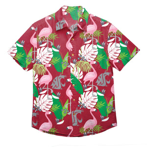 Washington State Cougars NCAA Mens Floral Button Up Shirt