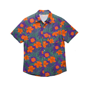 Clemson Tigers NCAA Mens Hibiscus Button Up Shirt