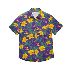 LSU Tigers NCAA Mens Hibiscus Button Up Shirt