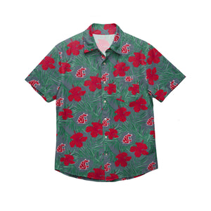 Washington State Cougars NCAA Mens Hibiscus Button Up Shirt