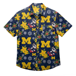 Michigan Wolverines NCAA Mens Mistletoe Button Up Shirt