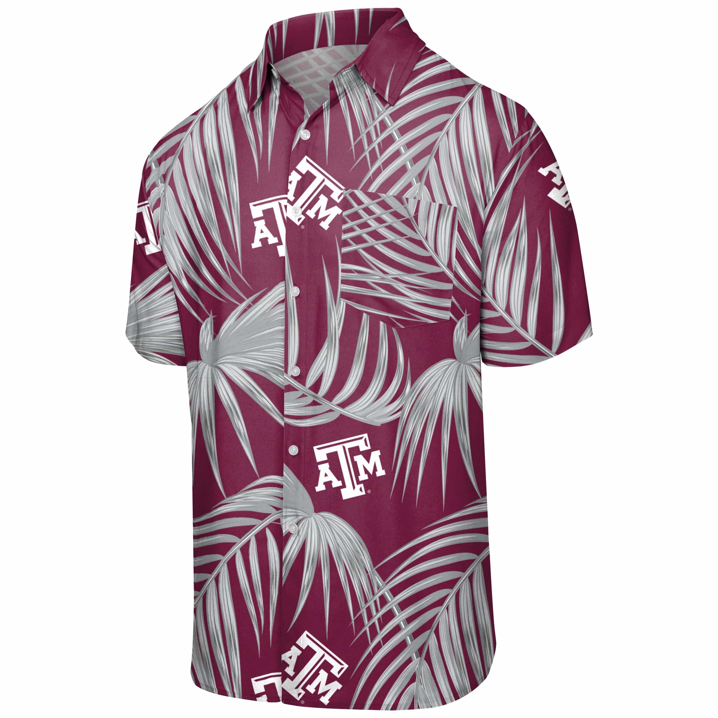 FOCO Texas A&M Aggies NCAA Mens Hawaiian Button Up Shirt