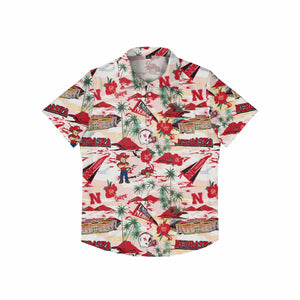 Nebraska Cornhuskers NCAA Mens Thematic Stadium Print Button Up Shirt