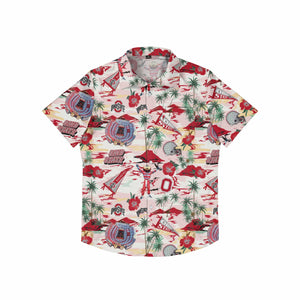 Ohio State Buckeyes NCAA Mens Thematic Stadium Print Button Up Shirt