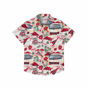 Wisconsin Badgers NCAA Mens Thematic Stadium Print Button Up Shirt