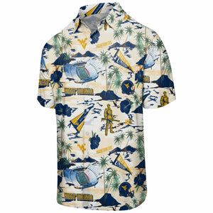 West Virginia Mountaineers NCAA Mens Thematic Stadium Print Button Up Shirt