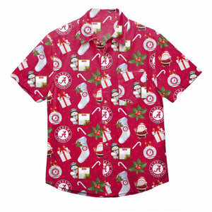 Alabama Crimson Tide NCAA Mens Christmas Explosion Button Up Shirt