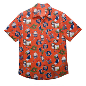 Auburn Tigers NCAA Mens Christmas Explosion Button Up Shirt