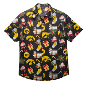 Iowa Hawkeyes NCAA Mens Christmas Explosion Button Up Shirt