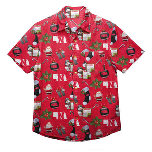 Nebraska Cornhuskers NCAA Mens Christmas Explosion Button Up Shirt