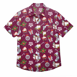 Texas A&M Aggies NCAA Mens Christmas Explosion Button Up Shirt