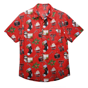 Texas Tech Red Raiders NCAA Mens Christmas Explosion Button Up Shirt