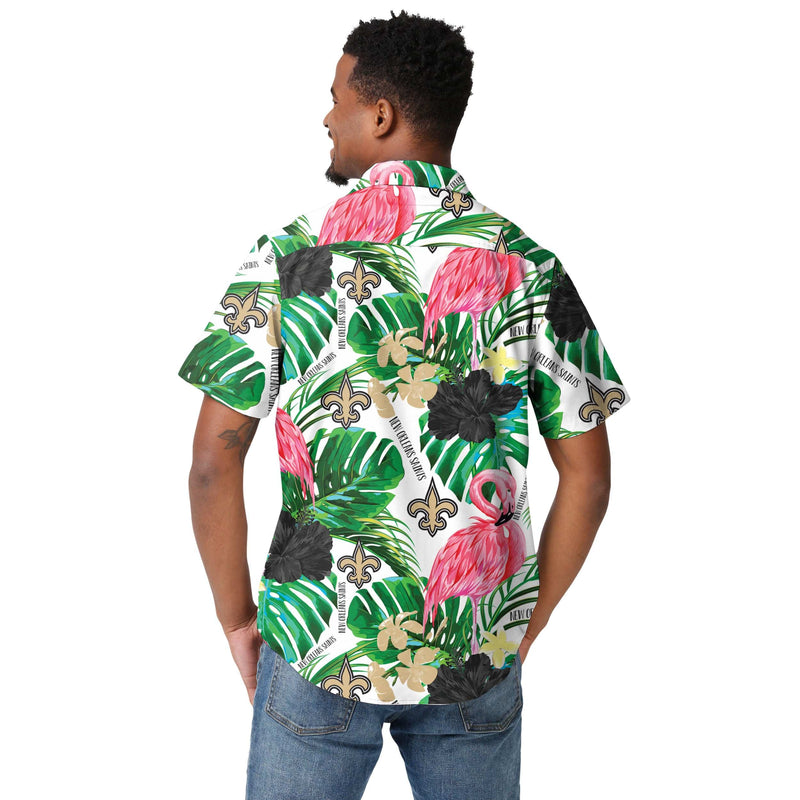 FOCO New York Yankees Flamingo Button Up Shirt, Mens Size: XL