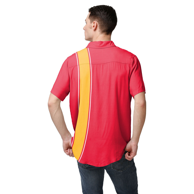 Kansas City Chiefs NFL Mens Bowling Stripe Button Up Shirt