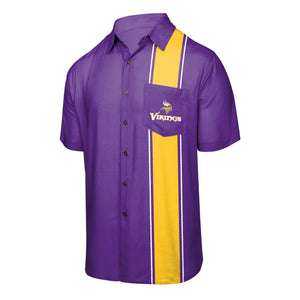 Minnesota Vikings NFL Mens Bowling Stripe Button Up Shirt