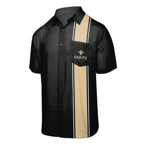 New Orleans Saints NFL Mens Bowling Stripe Button Up Shirt