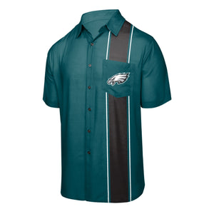Philadelphia Eagles NFL Mens Bowling Stripe Button Up Shirt