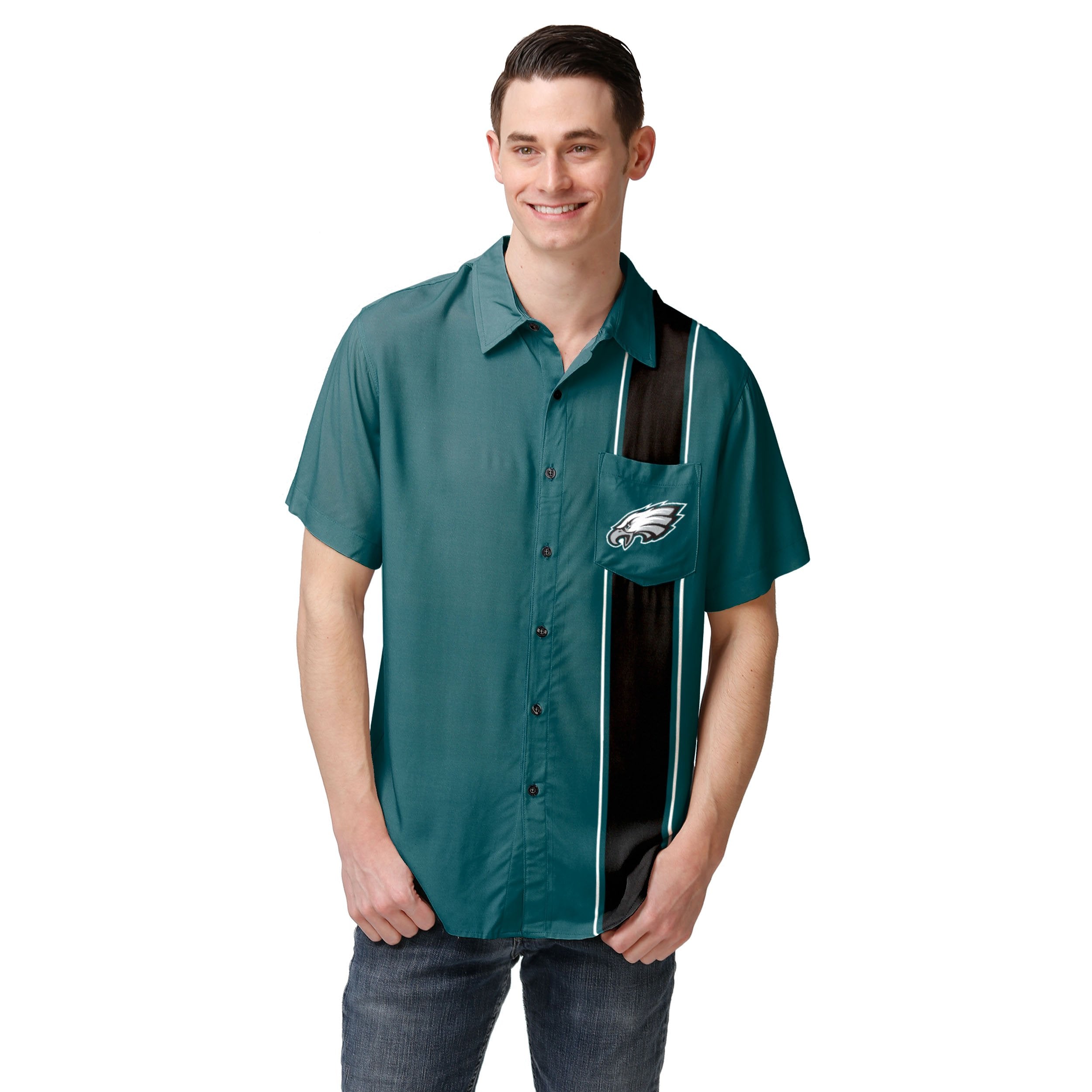 FOCO Philadelphia Eagles NFL Mens Victory Vacay Button Up Shirt